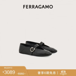 菲拉格慕 Ferragamo）女士黑色Gancini芭蕾舞平底鞋 0783678_1C _ 50 礼物送女友