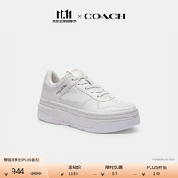 COACH 秋季女士女鞋厚底增高运动鞋复古百搭休闲小白鞋 亮白色 38.5