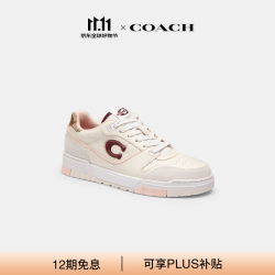 COACH 新品女士女鞋经典标志SOHO运动鞋百搭通勤休闲 粉笔白色/深樱桃红色 37