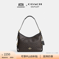 COACH 新款奥莱女士女包经典标志扣件细节LAUREL 32号单肩斜挎包流浪包 IM/胡桃木色/黑