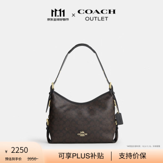 COACH 新款奥莱女士女包经典标志扣件细节LAUREL 32号单肩斜挎包流浪包 IM/胡桃木色/黑