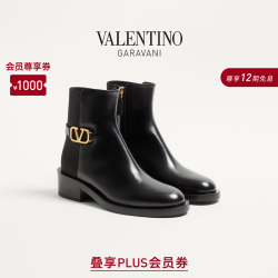 VALENTINO 女士 VLOGO SIGNATURE 牛皮革踝靴 黑色 39.5