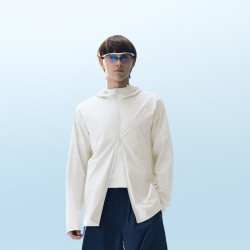 蕉内 凉皮3系男士防晒皮肤衣男款速干户外钓鱼冰丝凉感防晒服夏季外套 米白