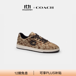COACH 秋季新品女士女鞋经典标志纬缎SOHO复古运动鞋 棕黄色/深巧克力色 39