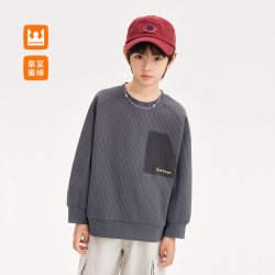 皇室童缘 男童卫衣针织圆领秋季2026新款青少年宽松上衣中大童秋装