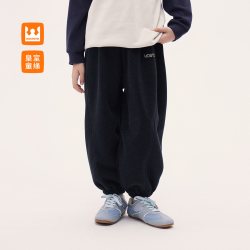 皇室童缘 男童加绒裤子2026冬季新款儿童加厚中大童束脚运动休闲裤