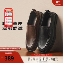 他她 26新款商务休闲软底鞋舒适通勤皮鞋男鞋 棕色QHT02（羊皮一脚蹬款） 41