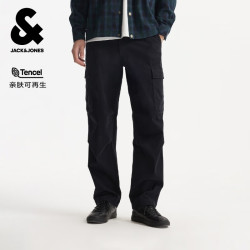 杰克琼斯 杰克·琼斯（JACK&JONES）男装秋季节略宽松版休闲裤长裤子 纯黑色-1 31 175