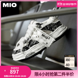 MIO 宋亚轩同款米奥小白鞋休闲鞋厚底板鞋运动情侣溶解女鞋男老爹鞋 黑白/蓝色 贺峻霖|陈浚铭同款4.5cm 42
