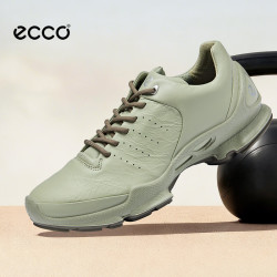 ecco 跑鞋男款 2026秋冬皮革运动休闲鞋男鞋 健步BIOMC 800464 茶绿色/军绿色80046461507 41 (260mm)