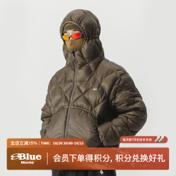 蓝岐 BLUE冬季户外菱形绗缝95白鹅绒保暖连帽高领羽绒服男外套 棕色 M