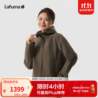 乐飞叶 户外连帽防泼水防风夹克女内里薄绒休闲软壳外套LFJA6CF62 砂棕色IR 40 170/88A