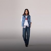 Levi's 冬季新款女士美式复古休闲立领牛仔马夹羽绒服
