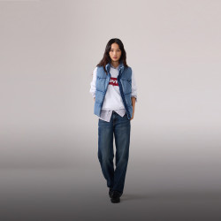 Levi's 冬季新款女士美式复古休闲立领牛仔马夹羽绒服