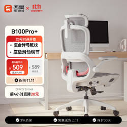 西昊 B100Pro滑座款 人体工学椅办公椅电脑椅人工力学座椅护腰电竞椅子 云白