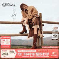 高跟73小时 女鞋Into the wild26冬季新款长筒靴骑士靴 棕色 37
