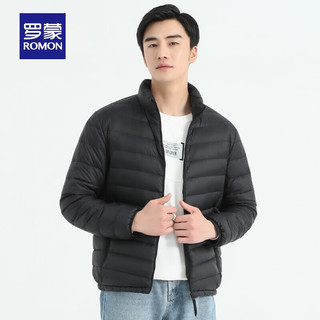 罗蒙 短款轻薄立领羽绒服 黑色 M 男士外套
