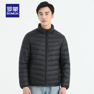 罗蒙 短款轻薄立领羽绒服 黑色 M 男士外套