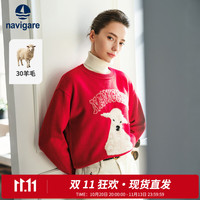 navigare 意大利小帆船 红色本命年羊毛衫