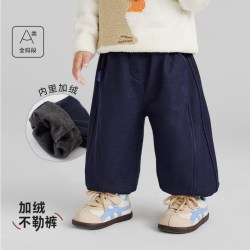 迷你巴拉 [不勒裤]冬新品内里一体绒保暖长裤