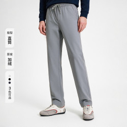 navigare 小帆船加绒直筒裤男士休闲裤2026秋季新款百搭长裤子 0919冰河灰