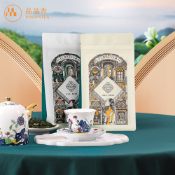 品品香 香朵朵茉莉花茶 传统箱窨工艺花茶礼盒装茶叶送礼自己喝  茉莉香雪50g+珍毫50g