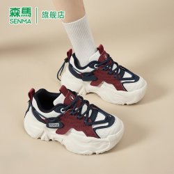 森馬 森马女鞋秋季透气潮流小白百搭学生跑步运动休闲厚底增高老爹潮鞋