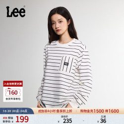 Lee 商场同款  26秋冬新品  圆领舒适版Logo条纹男女同款   长袖T恤