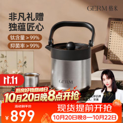 GERM 纯钛焖茶壶保温壶新款大容量带茶滤壶闷泡茶水分离壶养生壶礼盒 空镜银850ML