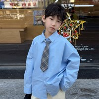 涵芽 男童衬衫外套春秋2026新款男孩春装帅气儿童夏季中大童薄款上衣潮