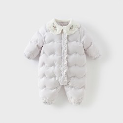 戴维贝拉 新生儿羽绒服连体衣女宝宝冬装婴儿保暖外出爬服