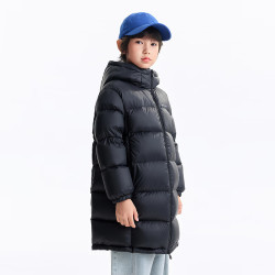 安奈儿 童装男女童长款羽绒服2026冬新款 黑色 160
