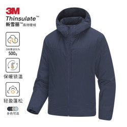 3M新雪丽棉服男士冬季轻量化保暖棉袄男生棉衣外套 藏青 L