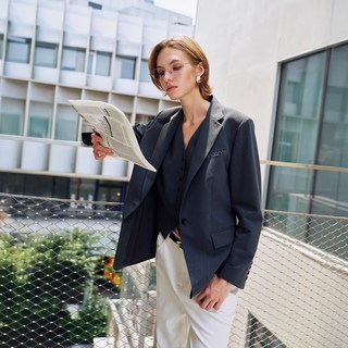 LILY 纯色垫肩长袖西装外套