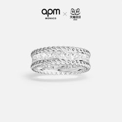 APM Monaco 白色Cordage密镶扭纹戒指男女款 情侣对戒