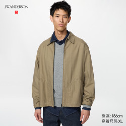 优衣库 491096 休闲拉链茄克 驼色 XL