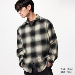 法兰绒格子衬衫/长袖优衣库男女装衬衣薄外套486601 481224
