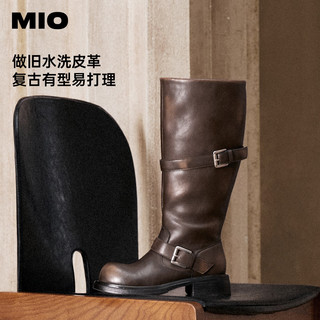 MIO米奥 复古骑士长靴 咖啡色 女靴