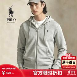拉夫劳伦 新款潮流休闲男士连帽卫衣外套 灰色 L礼物秋装