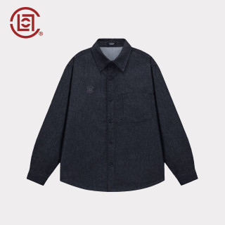 CLOT TEE by CLOT陈冠希丹宁原色长袖衬衫男士秋冬季新款宽松休闲上衣 黑色 S 推荐尺码:160-165cm/45-55kg