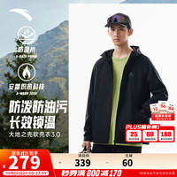 安踏 丨加绒连帽外套男秋冬季防风防泼水运动夹克 基础黑6609-1 大地之壳3.0 M