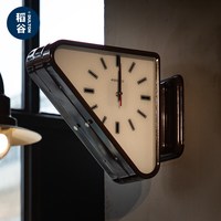 DULTON稻谷 BONOX 金属双面三角挂钟 墙面静音钟表 简约墙面装饰 红色