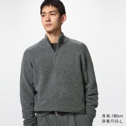 souffle yarn舒芙蕾半拉链针织衫优衣库男装舒芙蕾毛衣毛衫486078