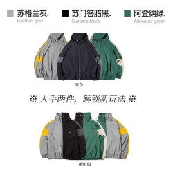 马登 女装 美式复古拼接夹克可拆卸短款外套撞色字母上衣秋季 阿登纳绿  绿色 现货顺丰速发】