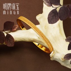 明牌珠宝 黄金手镯 Mingles相偕系列足金编织手镯滚边珠AFI0141