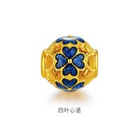 金至尊 路路通黄金串珠花丝金珠 足金转运珠手链生日礼物送女友