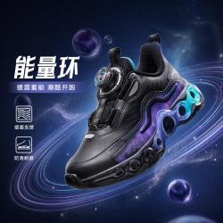 安踏 能量环11保暖革面跑鞋安踏男童鞋秋冬款小童潮酷旋钮儿童运动鞋