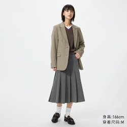 宽褶中裙优衣库女装/半身裙裙子488364 490693