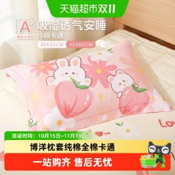 博洋 枕套纯棉全棉卡通30×50宝宝女孩儿童单个枕头套一对装40×60