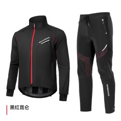 洛克兄弟 骑行服套装秋冬季抓绒保暖长袖长裤户外单车运动服男女款